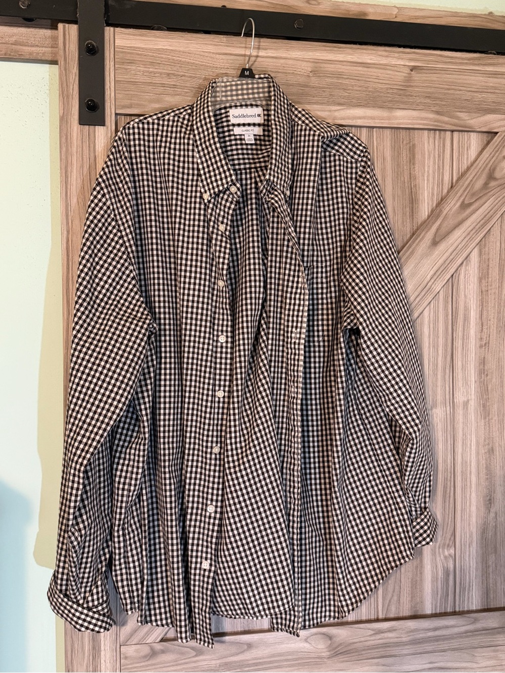 Saddlebred Black & White Gingham Casual Button-Down Shirt